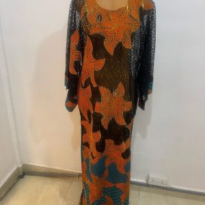 Black Cord lace with Abiscuss flower Ankara