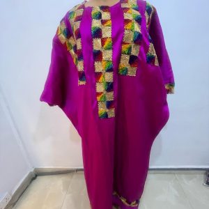 Plain pink fabric with applicks at the front Bubu Dress