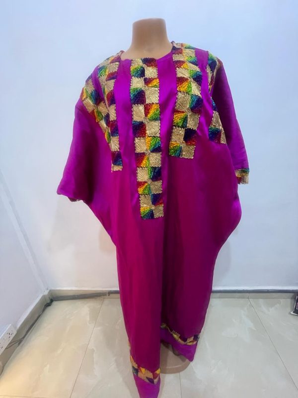 Plain pink fabric with applicks at the front Bubu Dress