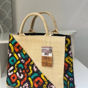 Raffia mixed with Ankara bag