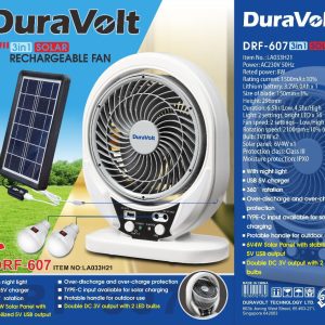 duravolt solar rechargeable fan