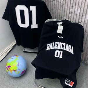 Black Balenciaga round neck polo