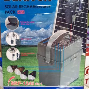 DURAVOLT 4IN1 SOLAR POWER PACK /GENERATOR GENERATOR WITH SOLAR PANEL AND 4 BULBS